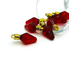 4 or 20 Pieces: Red Christmas Lightbulb 3D Acrylic Charms