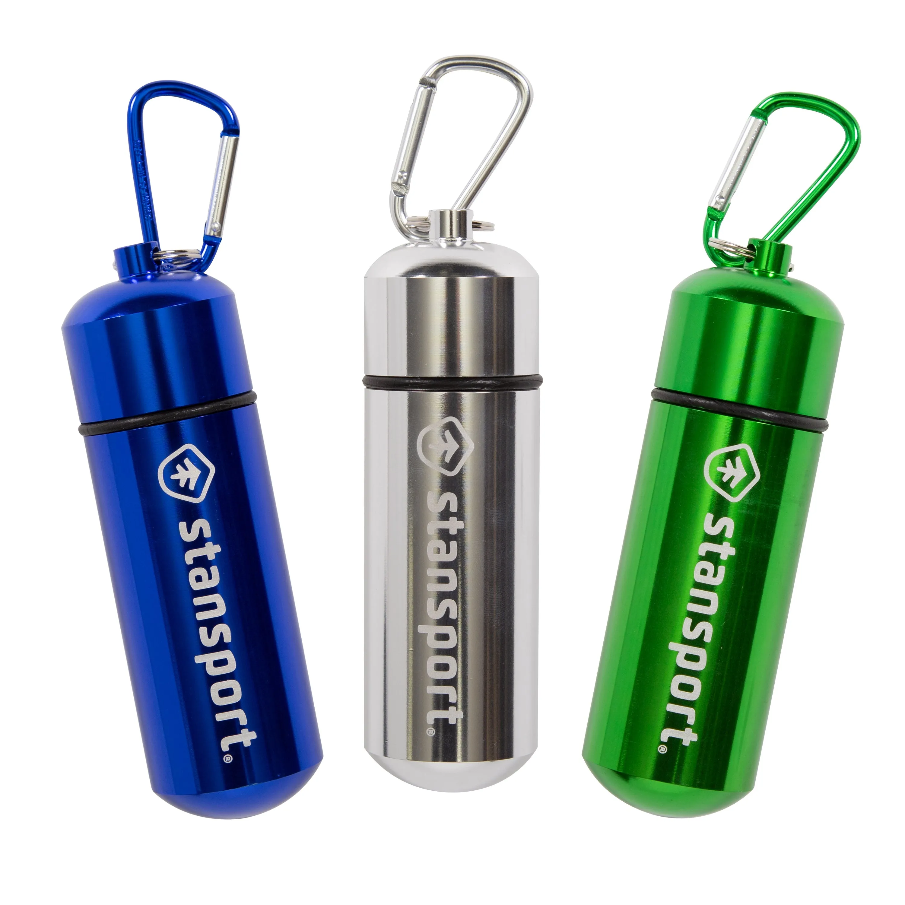 Aluminum Container Capsule-Xl-Blue, Green And Silver Asst