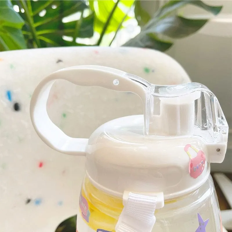 Cute Bear Big Capacity Water Bottle With Straw