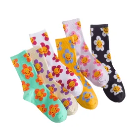 Groovy Flower Happy Face Socks (6 Color Options) | '70s '80s '90s