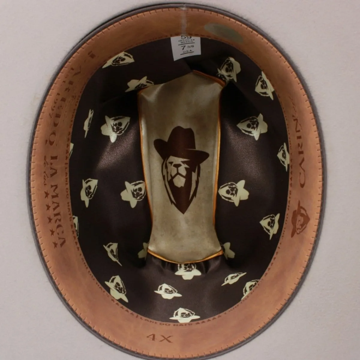 Official Carin Leon Cowboy Felt Hat with Silver Feather Beige