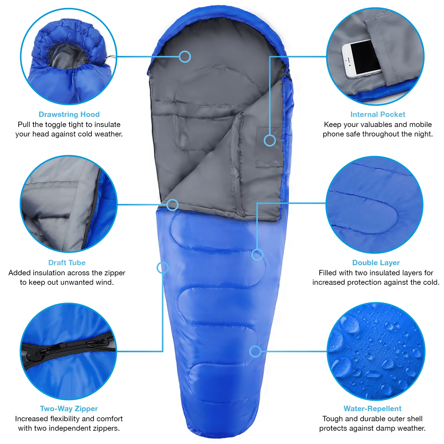 Professional 3-4 Season Mummy Sleeping Bag (300 GSM)